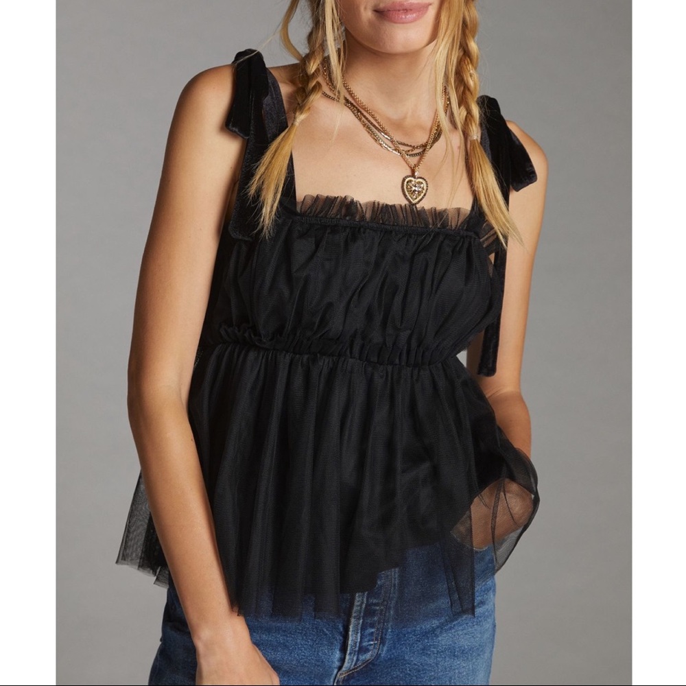 Anthropologie Velvet Tulle Tank